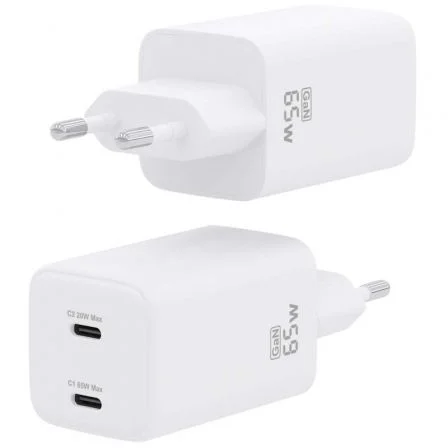 Aisens Cargador GaN 65W con 2 puertos USB-C, Blanco ASCH-65W2P039-W